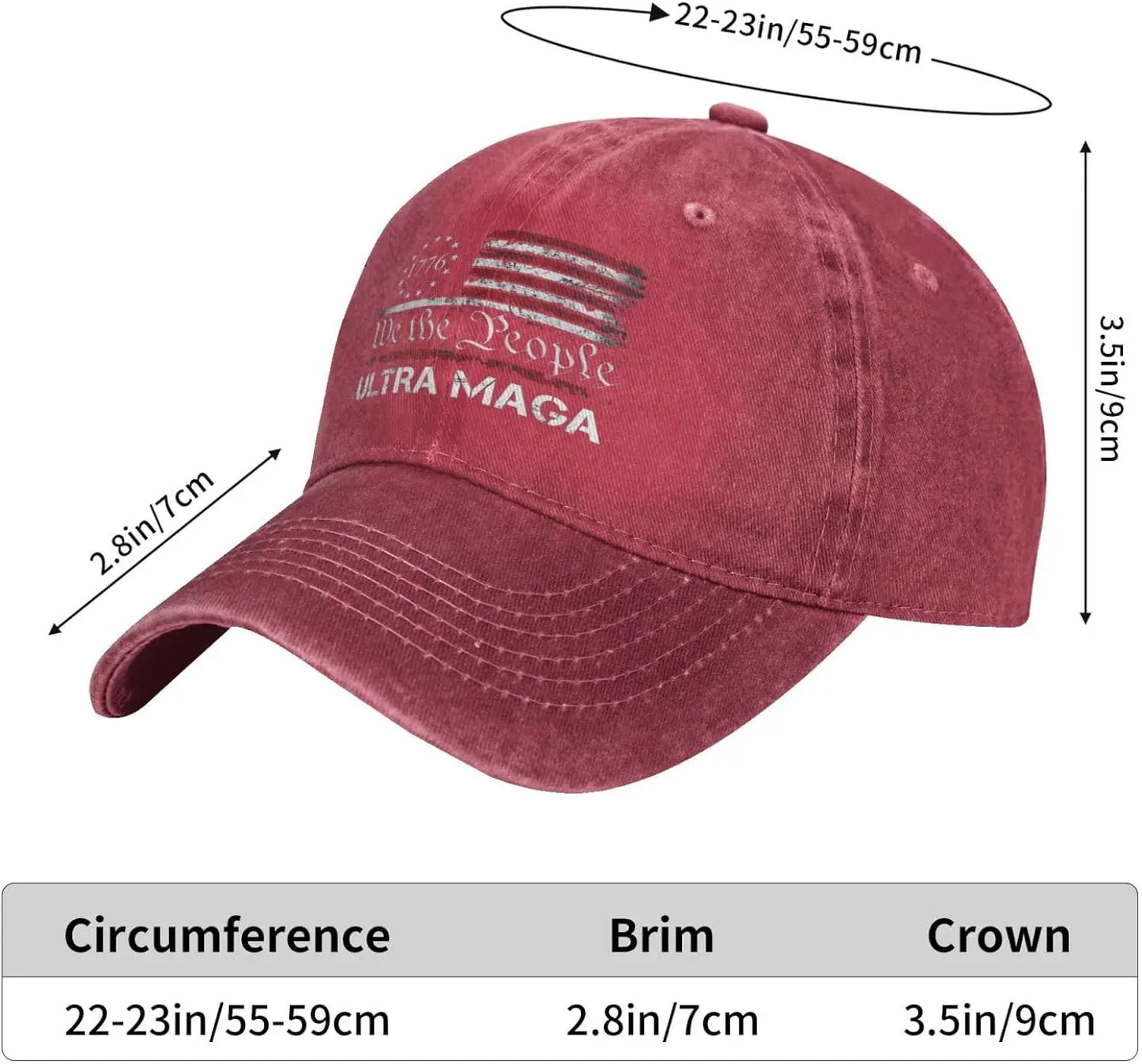 Trump Hats Ultra MAGA - We the People Proud Republican USA Flag Hats Vintage Adjustable Baseball Cap Cotton MAGA Hat