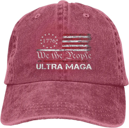 Trump Hats Ultra MAGA - We the People Proud Republican USA Flag Hats Vintage Adjustable Baseball Cap Cotton MAGA Hat