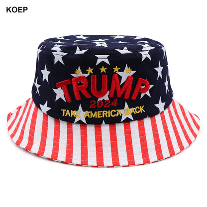 MAGA Bucket Hat Trump 2024 Flag Cap Take America Back Donald Trump Unisex Outdoor Sun Hat