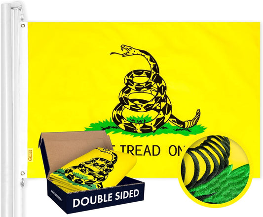 Gadsden Don'T Tread on Me Flag | 3X5 Ft | Double Toughweave Series Double Sided Embroidered 210D Polyester | Historical Flag, Embroidered Design, Indoor/Outdoor, Brass Grommets, Heavy Duty, 3-Ply