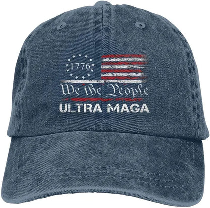 Trump Hats Ultra MAGA - We the People Proud Republican USA Flag Hats Vintage Adjustable Baseball Cap Cotton MAGA Hat