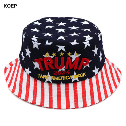 MAGA Bucket Hat Trump 2024 Flag Cap Take America Back Donald Trump Unisex Outdoor Sun Hat