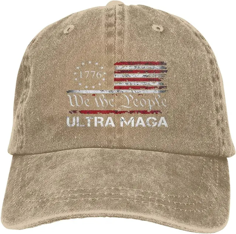 Trump Hats Ultra MAGA - We the People Proud Republican USA Flag Hats Vintage Adjustable Baseball Cap Cotton MAGA Hat