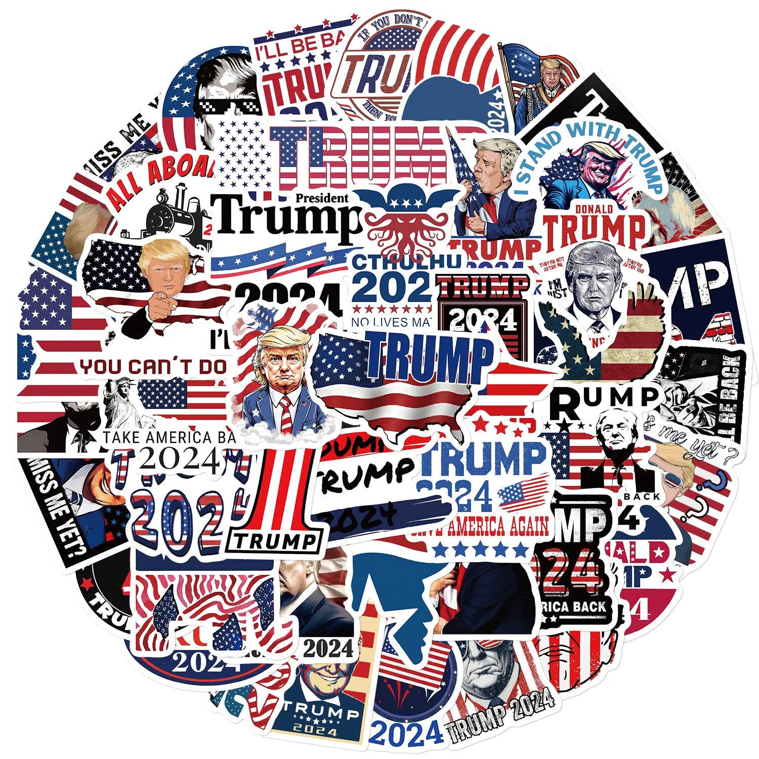 50Pcs Donald Trump 2024 Stickers, Trump Decal for Laptop, Phone, Car, Water Bottle